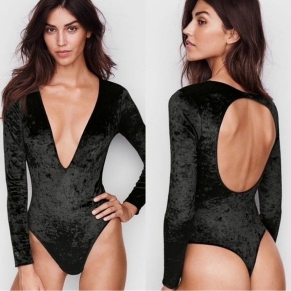 Victoria's Secret Tops - Victoria’s Secret Longsleeve Velvet Bodysuit, W’s size Medium/Large